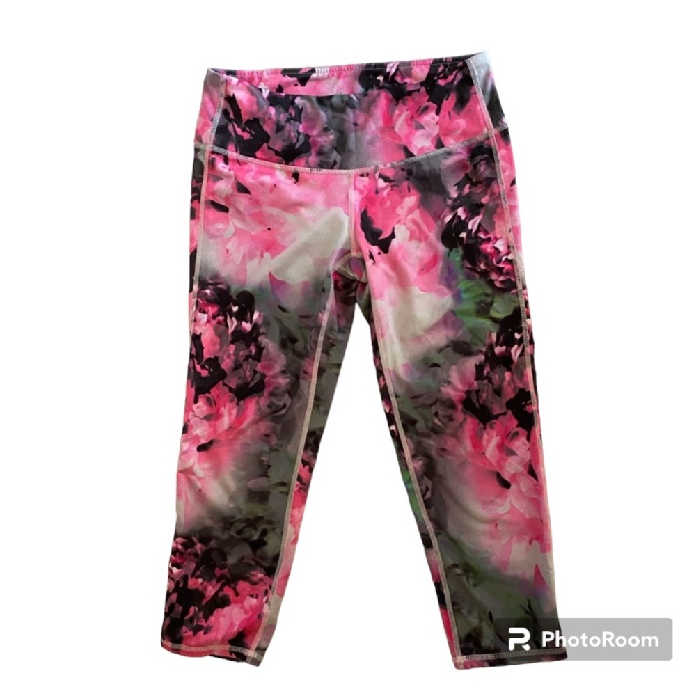 Athleta Multi-Colored Capri Floral Print Athletic Leggings Size Small